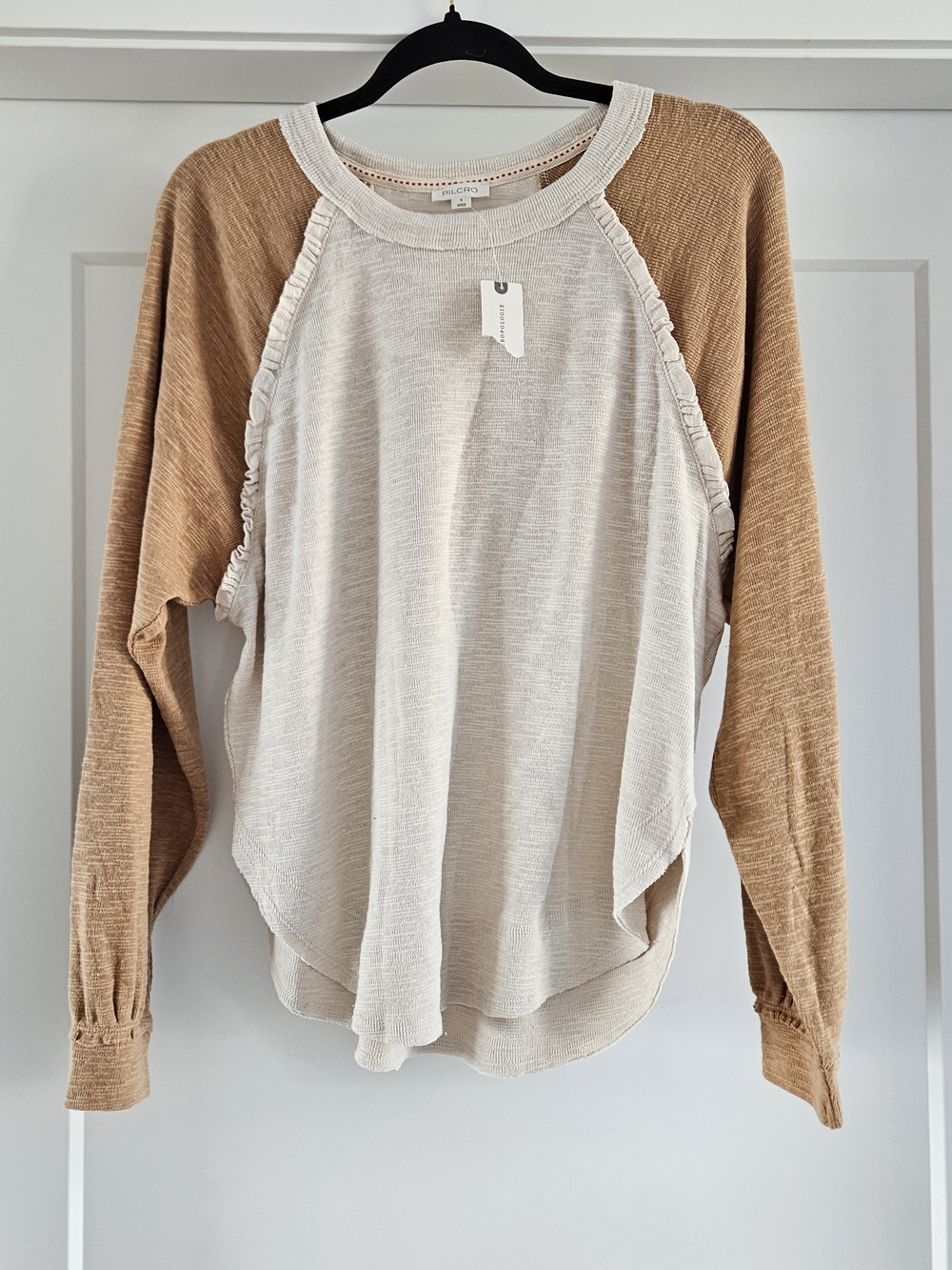 Anthropologie Pilcro Ruffled Raglan Thermal Top - Small NWT